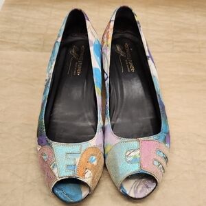 Donald J. Pliner Blue and Purple Whimsical Heels